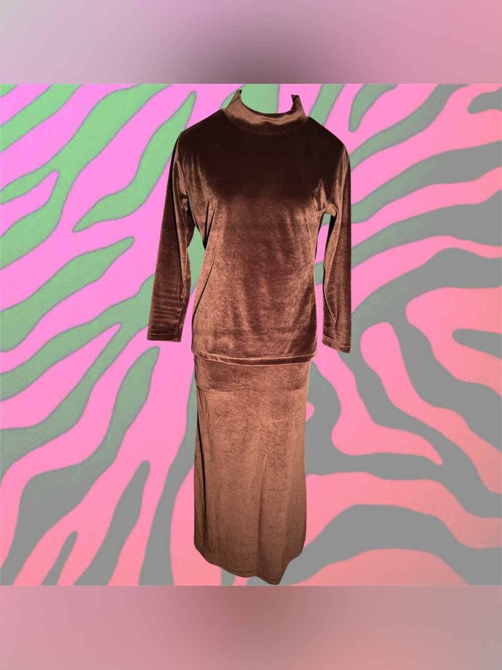 vintage 90s velour velvet two piece dress set